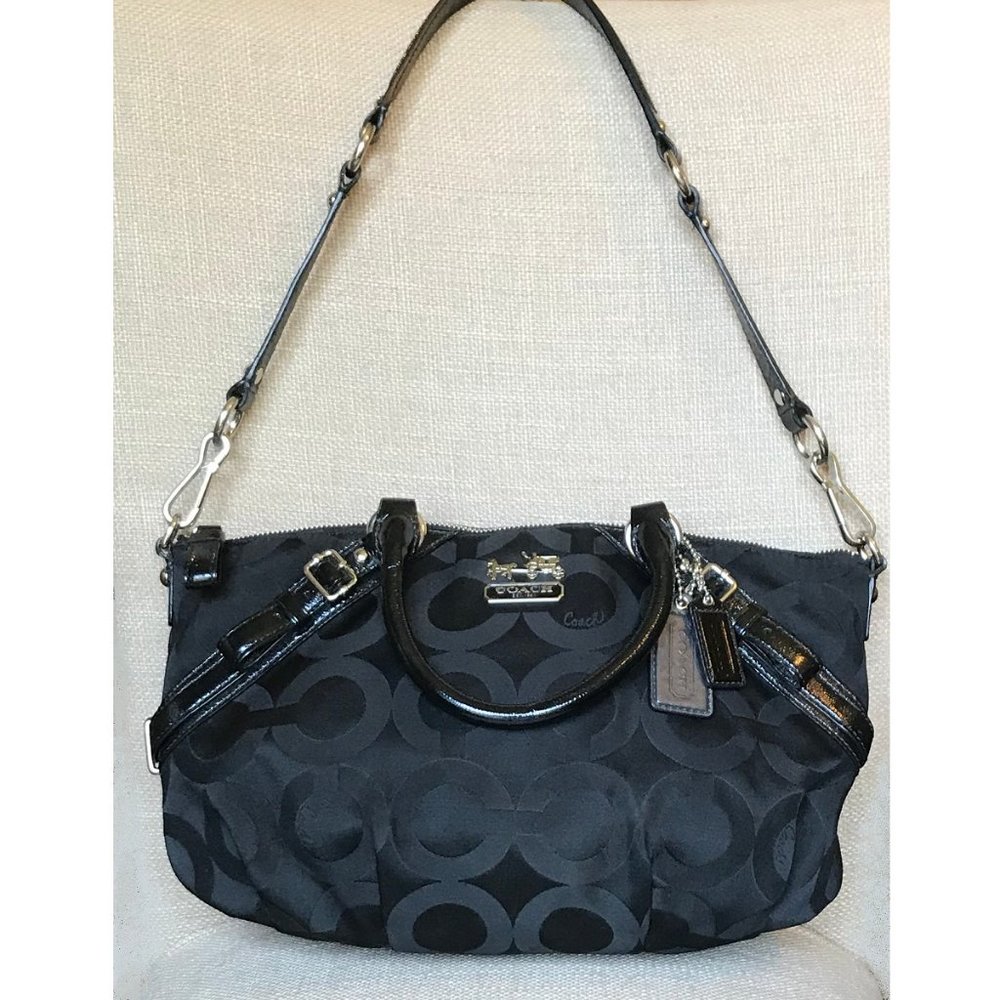 Coach Madison Op Art Sateen Satchel Shoulder Bag Handbag Purse 17693